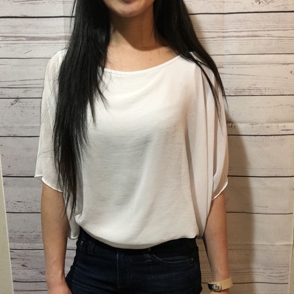 Macy's Tops - CHA CHA VENTE WHITE CHIFFON DOLMAN BLOUSE